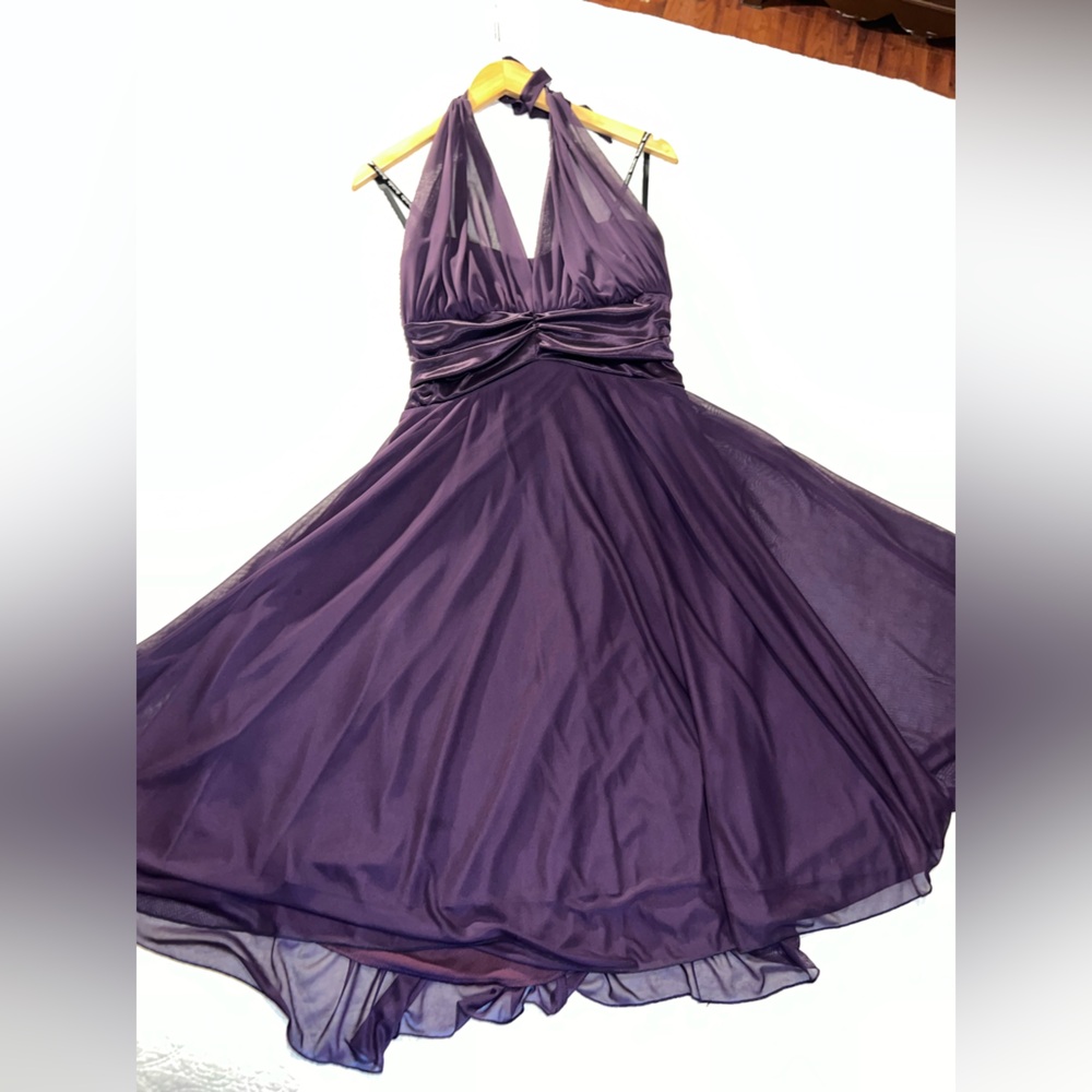 Elegant DB Studio Purple Halter Dress